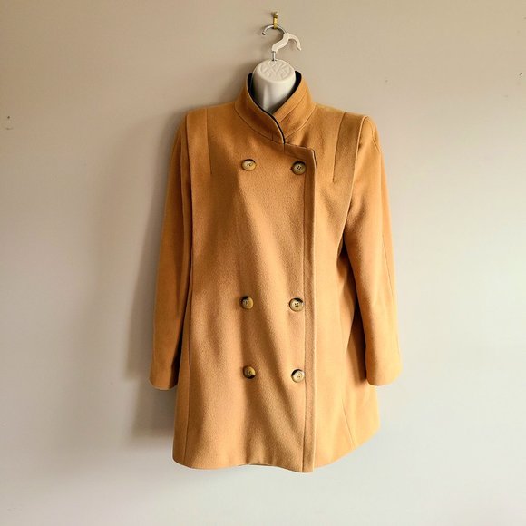 London Fog lambswool angora cashmere light caramel brown short coat. - Picture 6 of 13